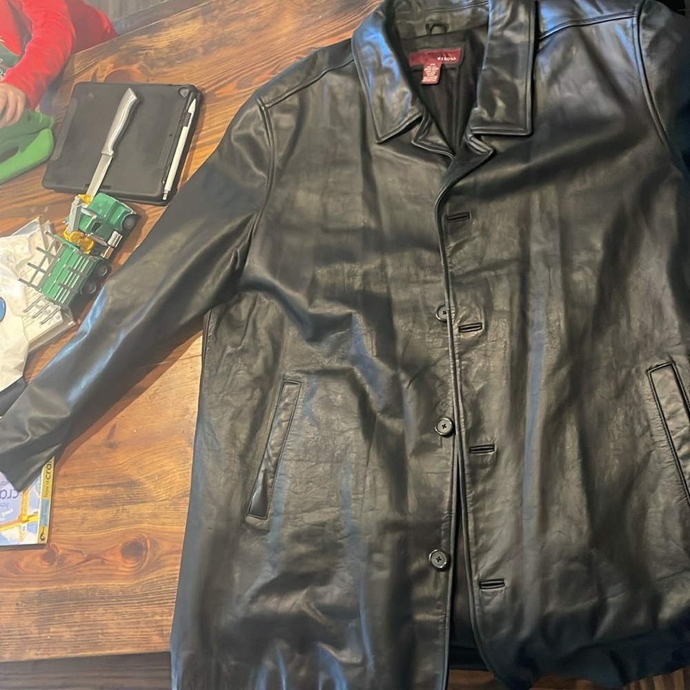 Merona Black Leather Jacket - Picture 3 of 4
